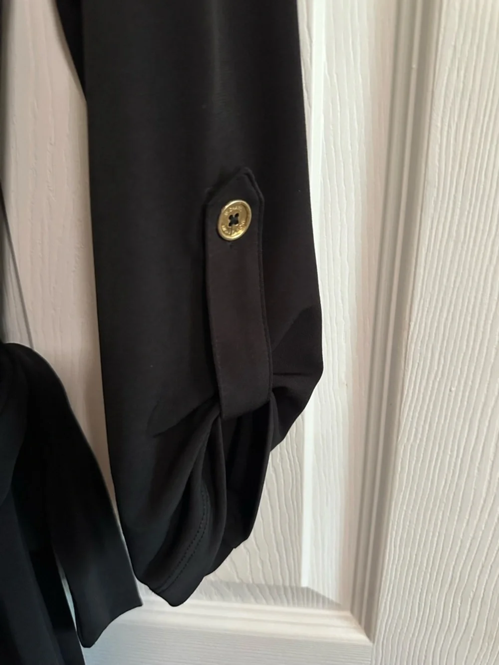 Michael Kors Black Long Sleeve Dress with Gold Hardware, Ties at Waist NWT SZ M